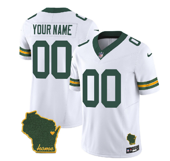 Men's Green Bay Packers ACTIVE PLAYER Custom White 2023 F.U.S.E. Home Patch Vapor Untouchable Limited Football Stitched Jersey